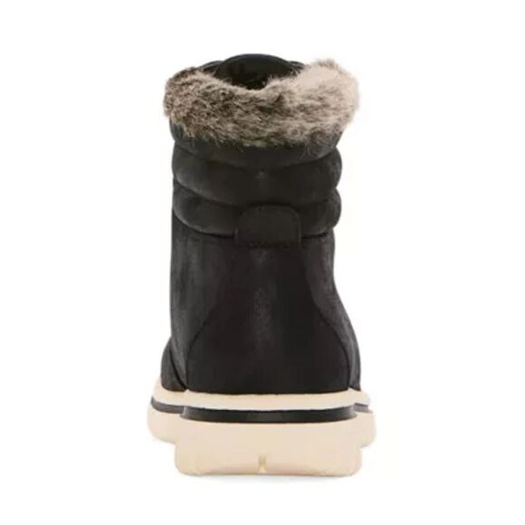 St. John's Bay Womens 10 Medium Hayward Flat Heel Booties Black Boots Faux Fur - Picture 4 of 5